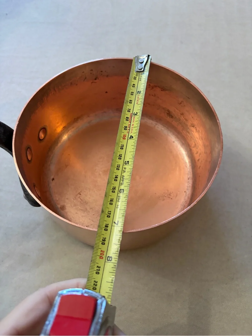 Copper Saucepan with Iron Handle - Classic Copper Finish